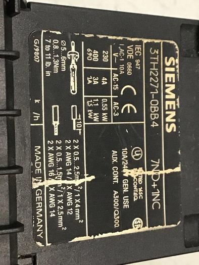 Used SIEMENS Contactor 3TH2271-0BB4 #133221
