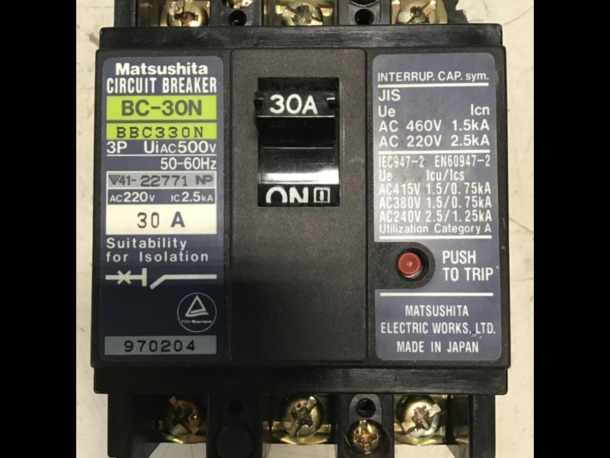 Used MATSUSHITA 30 Amp Breaker BC-30N-30-3P USED