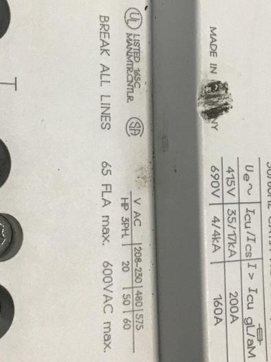 Used SIEMENS Motor Starter 3VU1600-0MP00 #129556