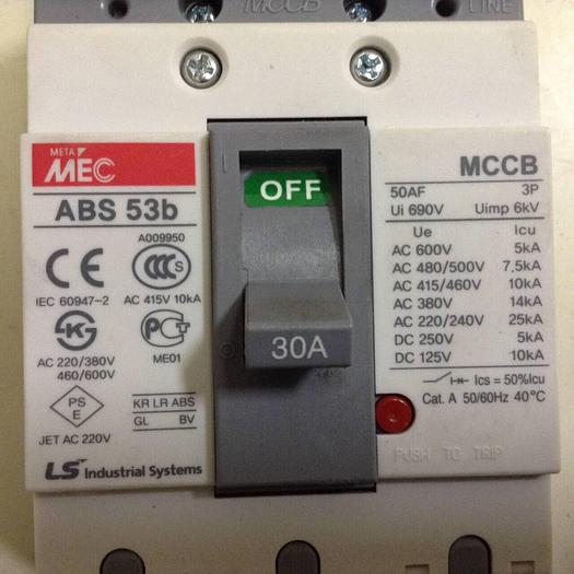 Used LS INDUSTRIAL SYSTEMS 30 Amp Breaker ABS 53B #86319
