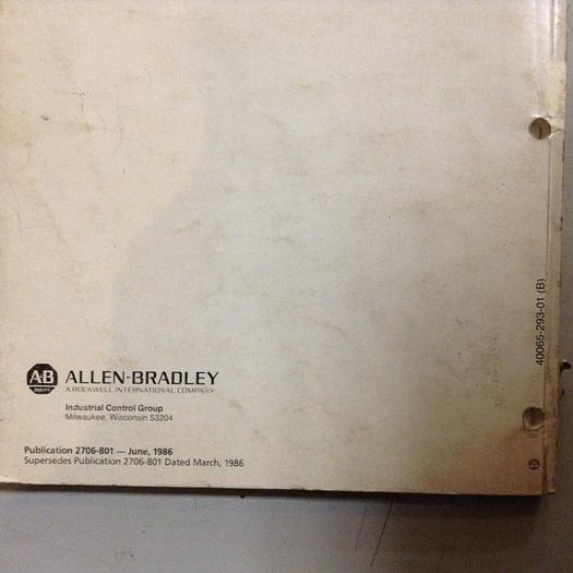 Used ALLEN BRADLEY User's Manual 2706-801 #70868