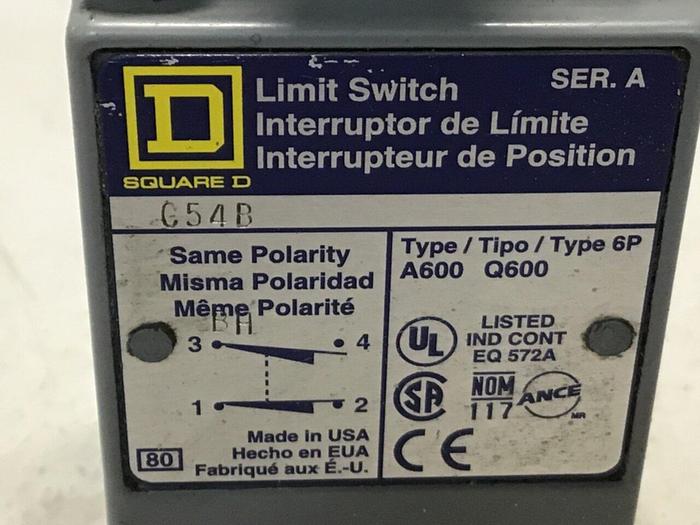 Used SQUARE D Limit Switch 9007-C54B #121703