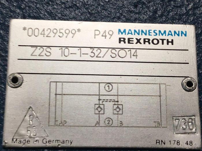 Used MANNESMANN REXROTH Valve Z2S10132SO14 #115852
