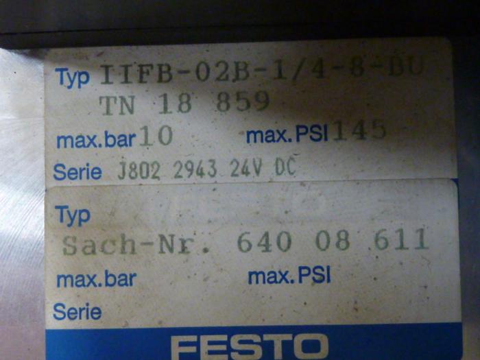 Used FESTO Control Block / Valve Terminal IFB8-02 #52822