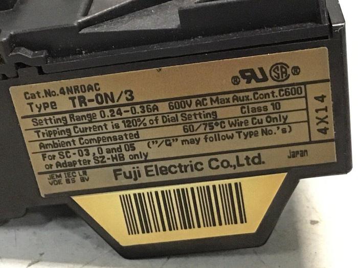 Used FUJI ELECTRIC Overload Relay TR-ON/3 4NROAC Used