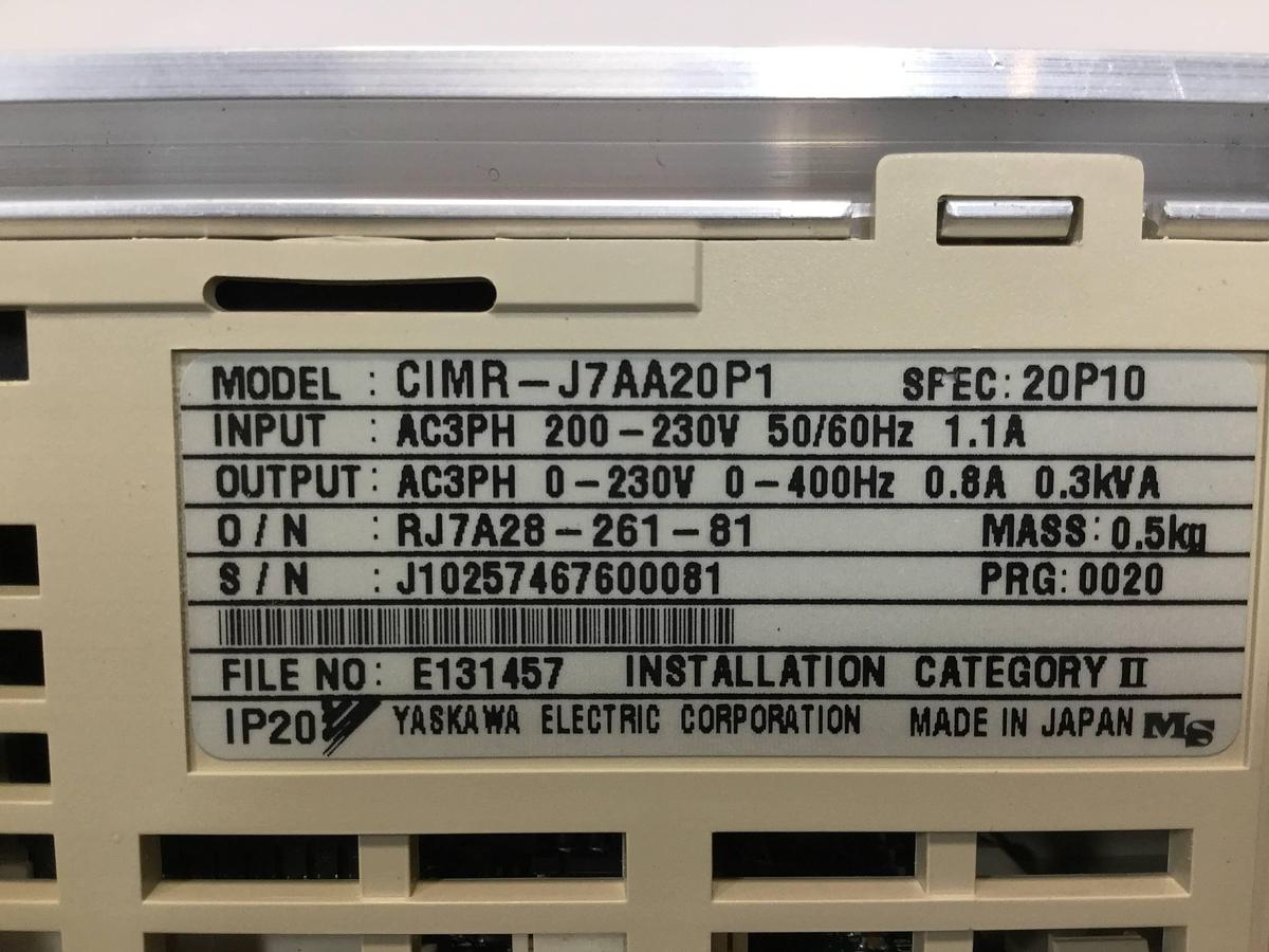Used YASKAWA VS Mini J7 Inverter CIMR-J7AA20P1 USED