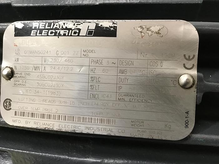 Used RELIANCE ELECTRIC 10 HP Motor 01MAN50241 G001ZZ Used #144474