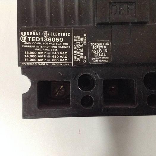 Used GE 50 Amp Circuit Breaker TED136050 #90191