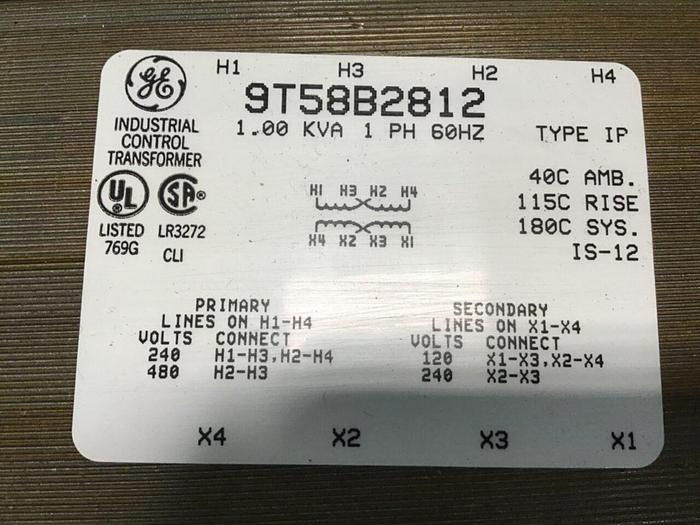 Used GENERAL ELECTRIC / GE 1.00 kVA Transformer 9T58B2812 Used