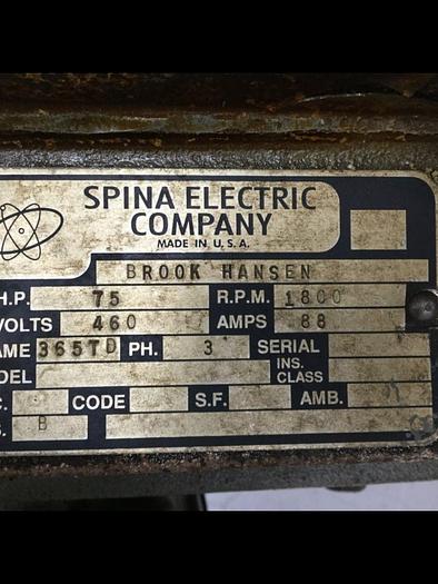 Used BROOK HANSEN 75 HP Motor 365TD Used