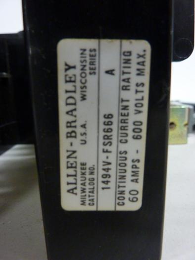 Used ALLEN BRADLEY 60 Amp Disconnect Switch 1494V-DS60 SER A #57447