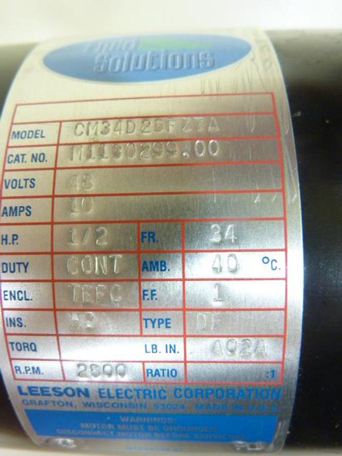 Used LEESON ELECTRIC CO 1/2 HP Motor CM34D25FZ7A Used
