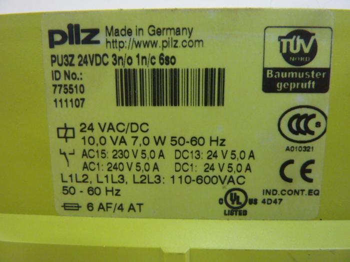 Used PILZ Safety Relay PU3Z24VDC3N/O1N/C6SO #52268