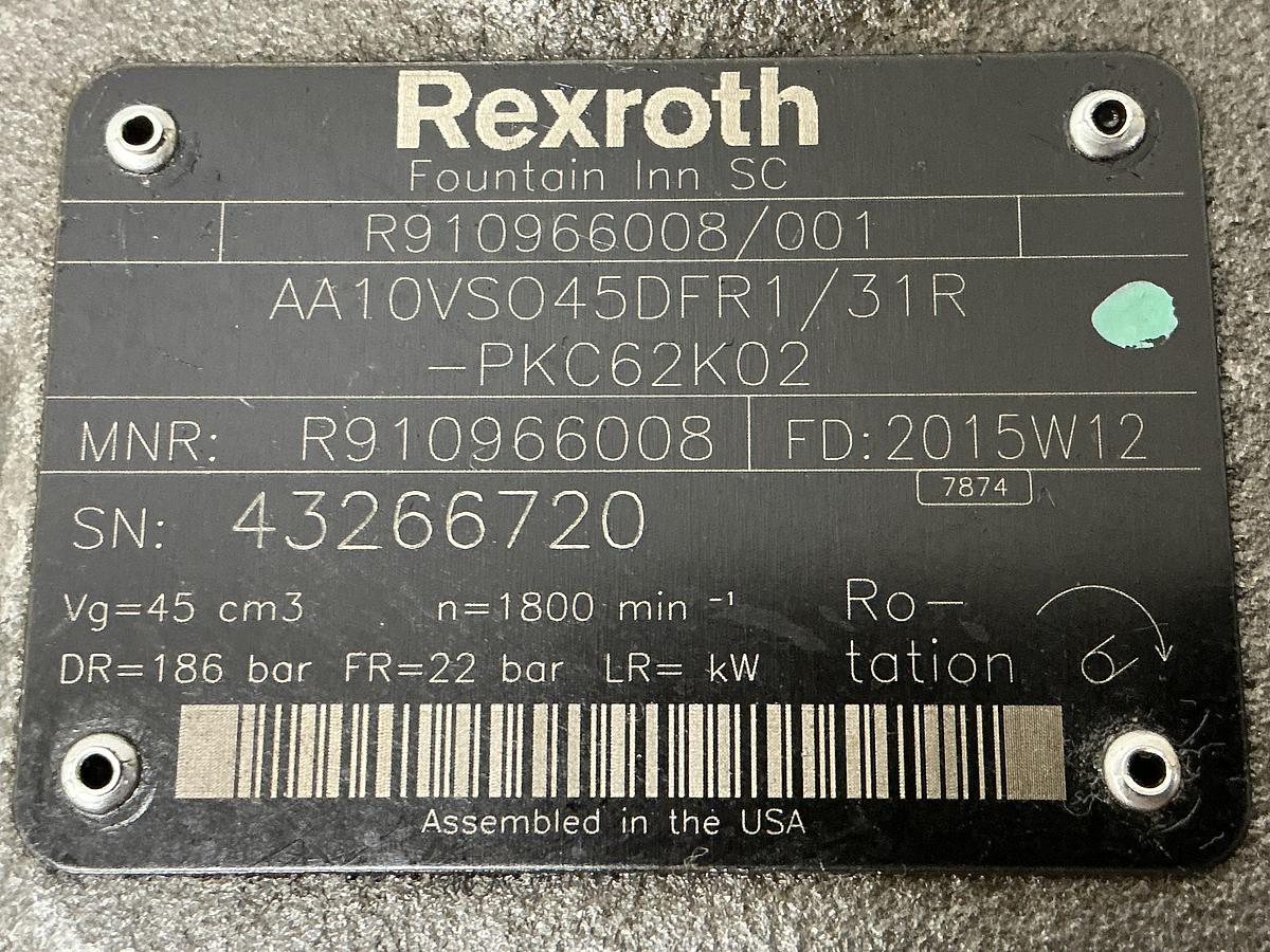 Used REXROTH AA10VS045DFR1/31R-PKC62K02
