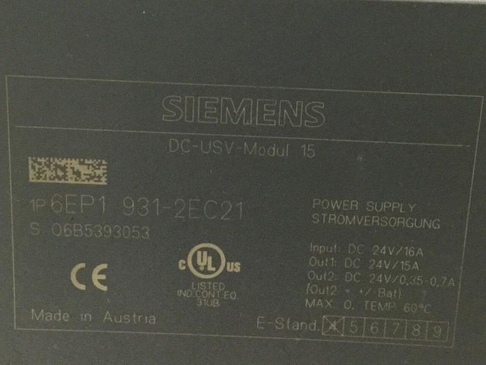 Used SIEMENS Power Supply 6EP1 931-2EC21 #101405
