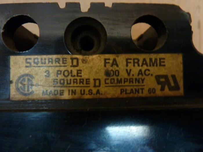 Used SQUARE D 7 Amp Circuit Breaker FAL3600712M #28459