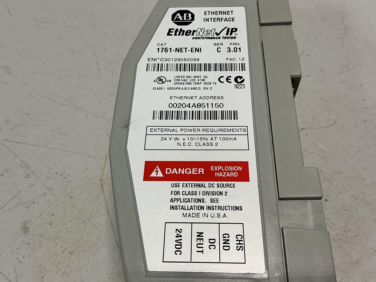 Used ALLEN BRADLEY 1761-NET-ENI SER C