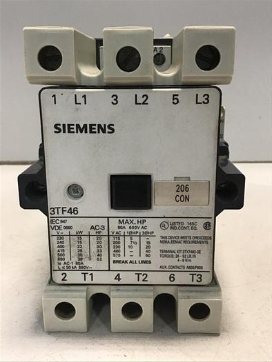 Used SIEMENS Contactor 3TF46 #129542