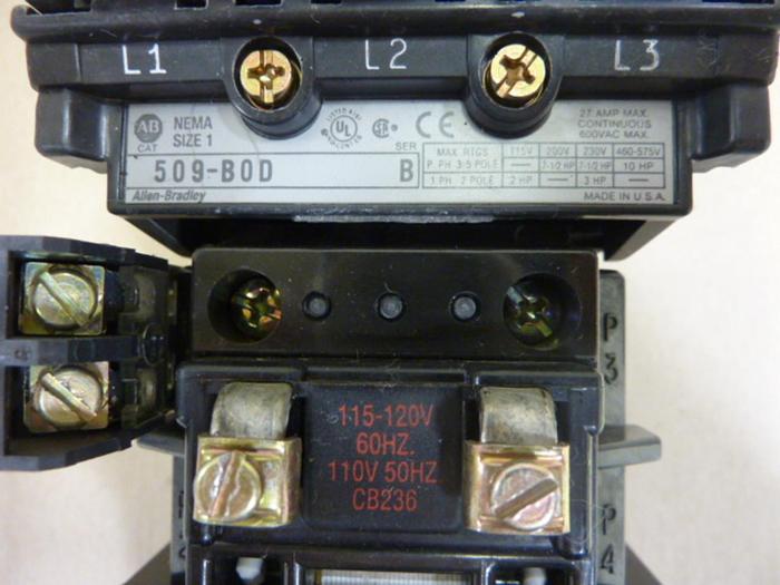 Used ALLEN BRADLEY Starter Size 1 509-BOD SER B W35 #47119