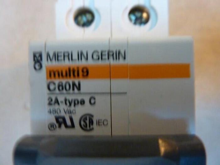 Used MERLIN GERIN 2 Amp Circuit Breaker C60N-2 #21510