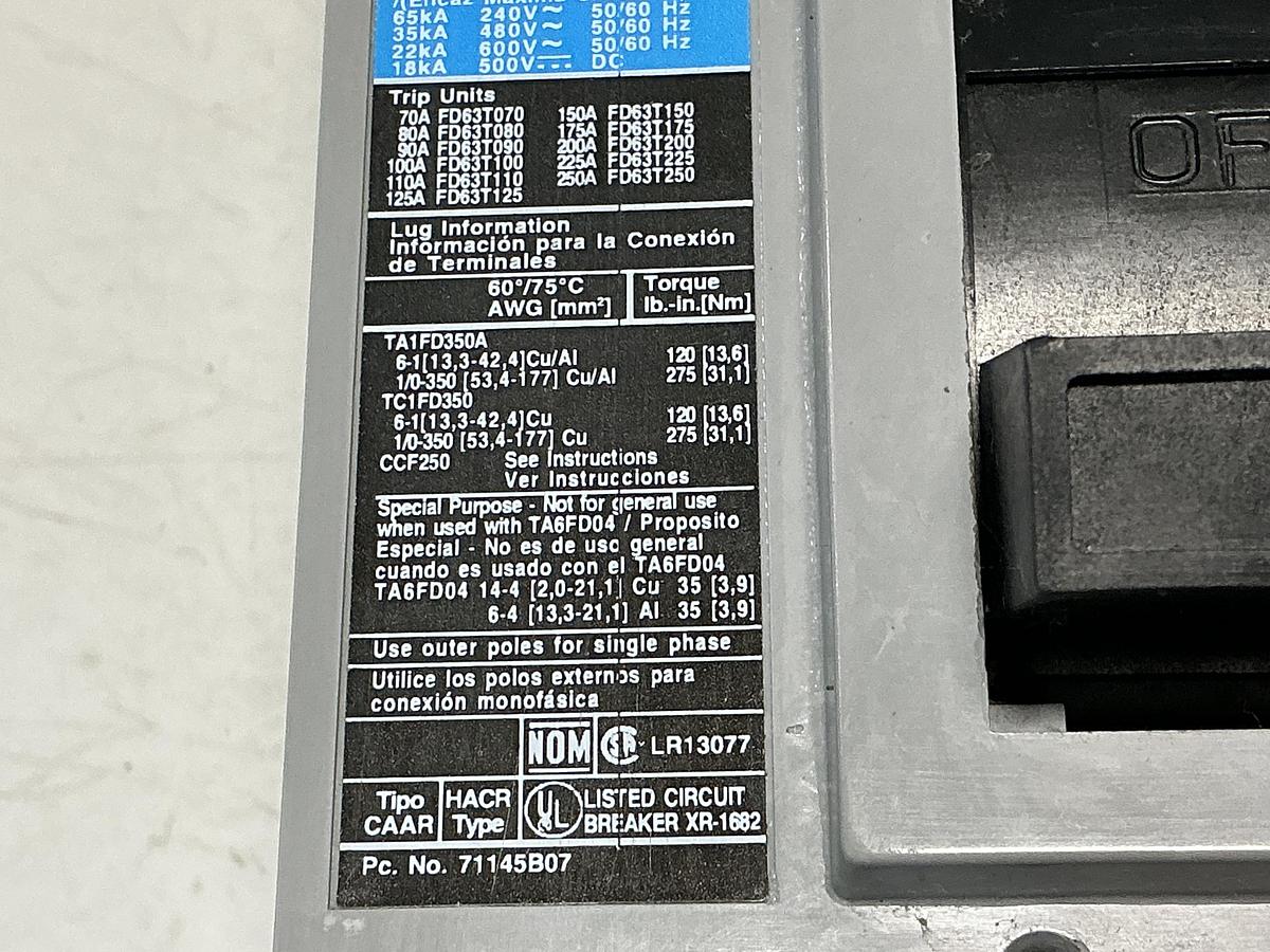 Used SIEMENS FD63F250