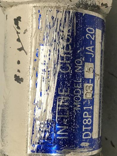Used TOKIMEC Check Valve DT8P1-03-20-JA-20 #126629