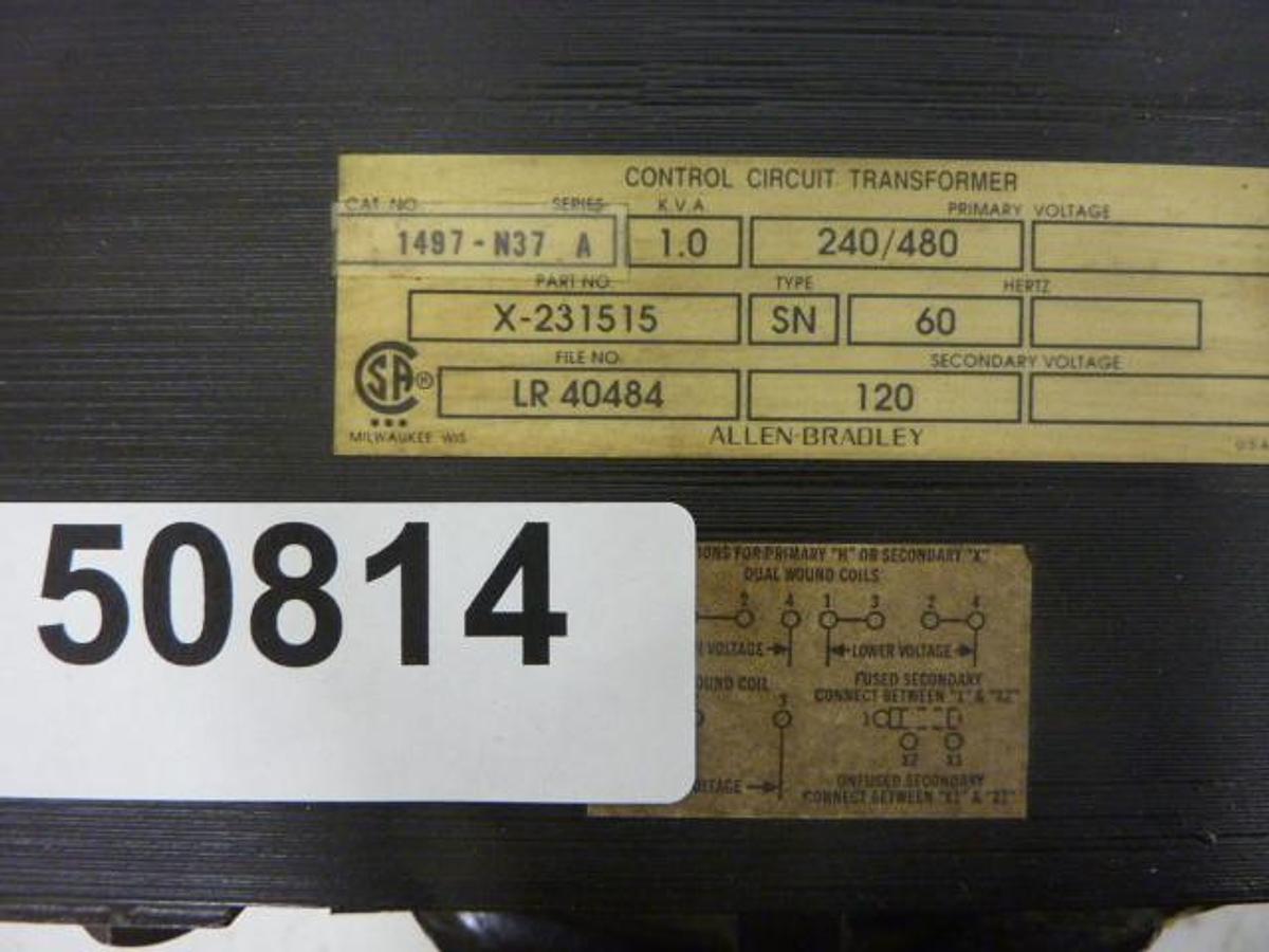Used ALLEN BRADLEY 1 kVA Transformer 1497-N37 SER A Used
