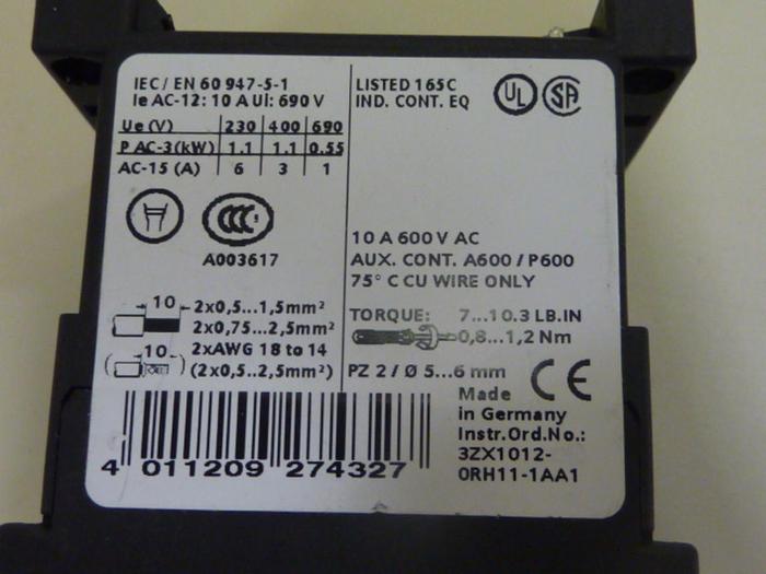 Used SIEMENS Control Relay 3RH1131-1BB40 #46371