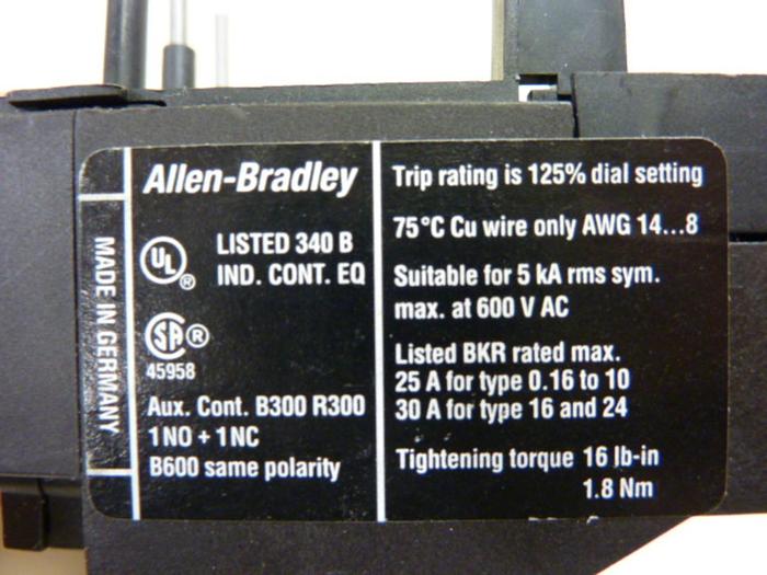 Used ALLEN BRADLEY Overload Relay 193-TAB10 SER B #52401