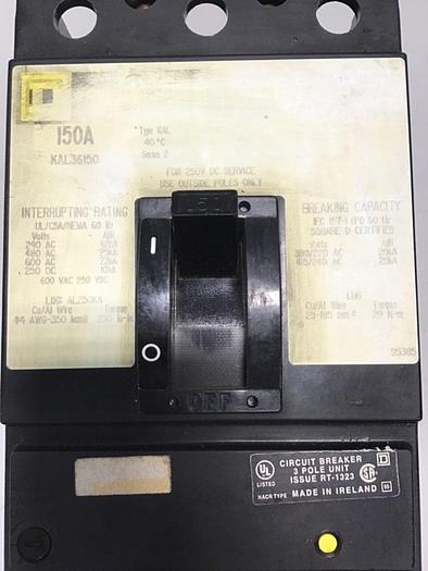 Used SQUARE D 150 Amp Circuit Breaker KAL36150 USED
