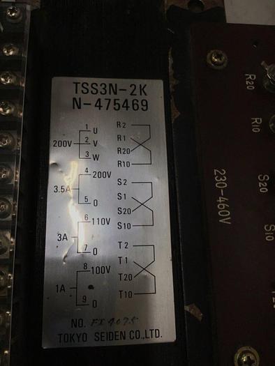 Used TOKYO SEIDEN 2.5 kVA Transformer TSS3N-2.5K #125003