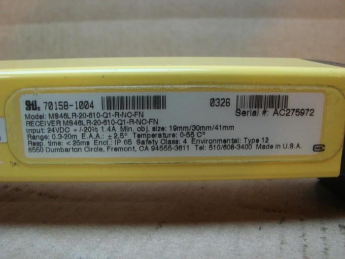 Used STI Light Curtain Receiver MS46LR-20-610-Q1-R-NC-FN USED