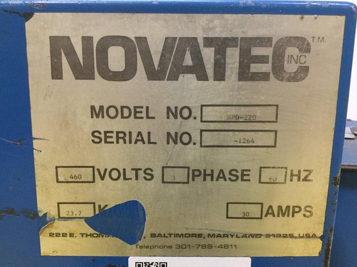 Used NOVATEC 220 CFM Desiccant Dryer NPD-220 Used