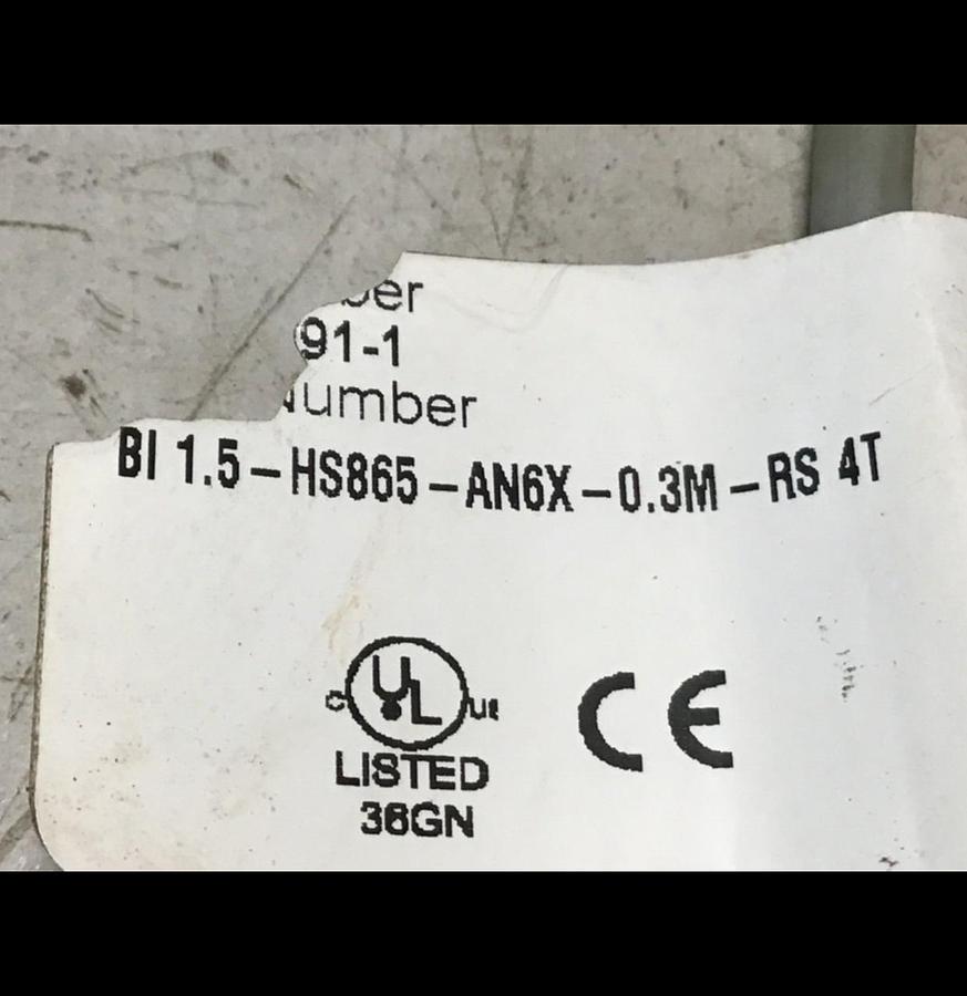 TURCK ELEKTRONIK Cable BI 1.5-HS865-AN6CX-0.3M-RS 4T Used