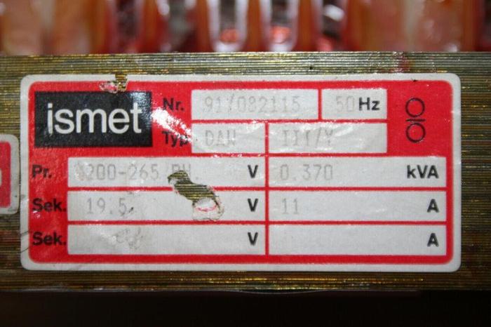 Used ISMET 0.370 kVA Transformer 91/082115 Used