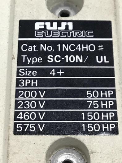 Used FUJI ELECTRIC Contactor SC-10N/UL 1NC4H0 #136166