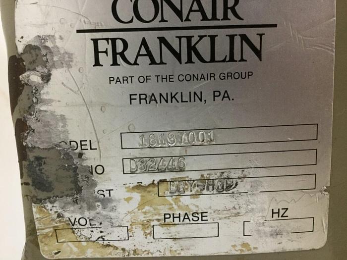 Used CONAIR FRANKLIN CD30 Desiccant Dryer w/ Hopper D30A4000300 HOP USED