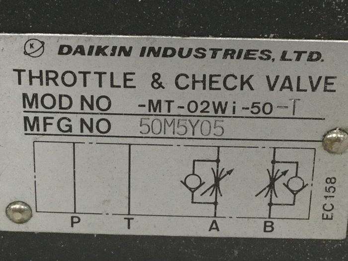 Used DAIKIN Throttle & Check Valve MT-02WI-50-T #105277