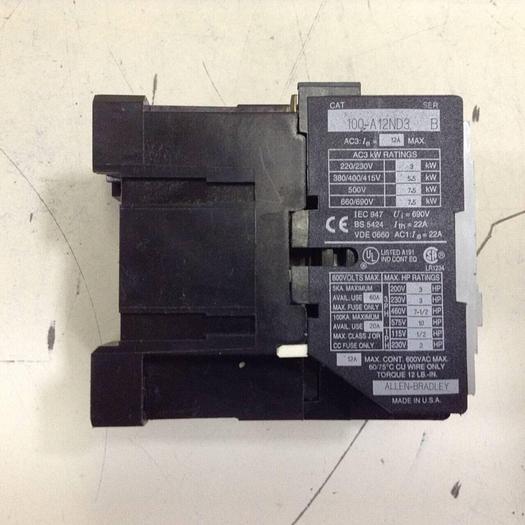 Used ALLEN BRADLEY Contactor 100-A12ND3 SER B #88566