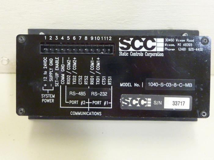 Used STATIC CONTROLS CORP Operator Interface 1040-S-03-8-C-MB #63098