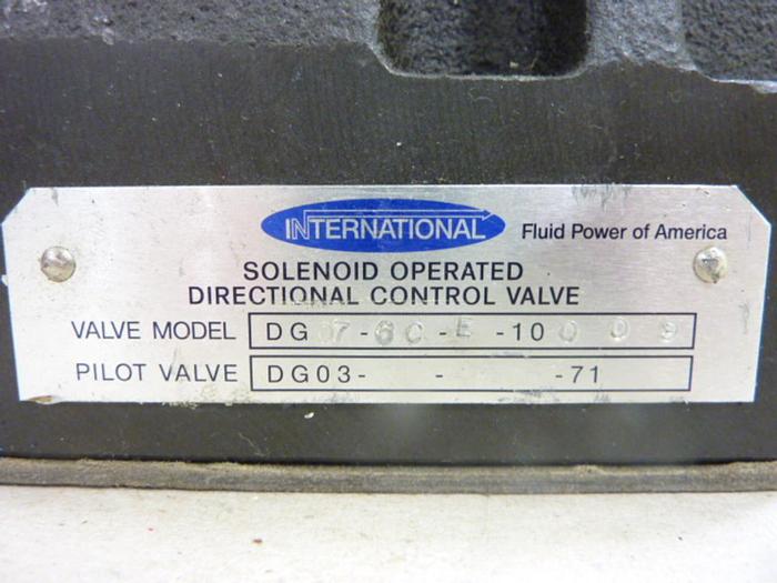 Used INTERNATIONAL Valve DG07-6C-E-100-0-9 #44571