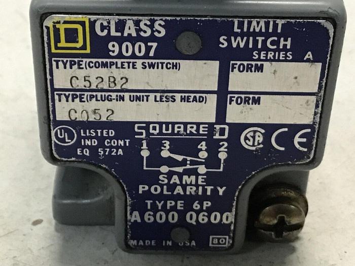 Used SQUARE D Limit Switch 9007-C52B2 #121711