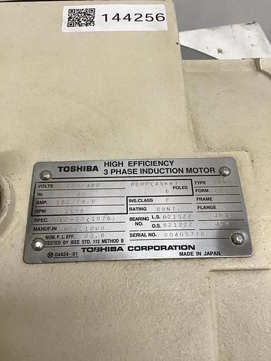 Used TOSHIBA 60 HP Induction Motor JEC-37 Used #144256
