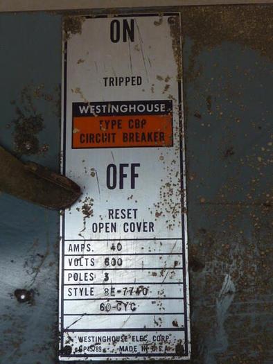 Used WESTINGHOUSE 40 Amp Bus Disconnect Switch 8E-7740 USED