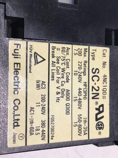 Used FUJI ELECTRIC Contactor SC-2N 4NC1Q0 #124388