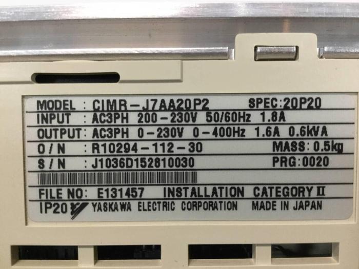 Used YASKAWA VS Mini J7 Drive CIMR-J7AA20P2 #98526