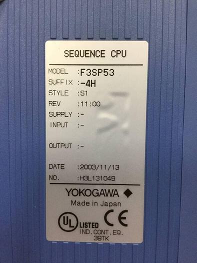 Used YOKOGAWA Sequence CPU Module F3SP53-4H #98756
