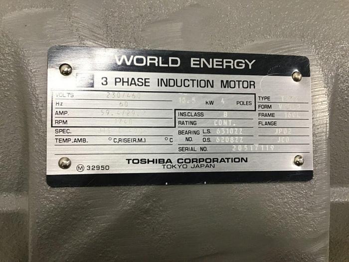 Used TOSHIBA 25 HP Induction Motor JIS C 4004 25 HP Used