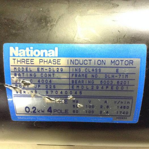 Used MATSUSHITA ELECTRIC 1/4 HP Gear Induction Motor EM-DL29 Used