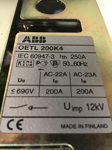 Used ABB Load Break Disconnct Switch OETL 200K4 #140822